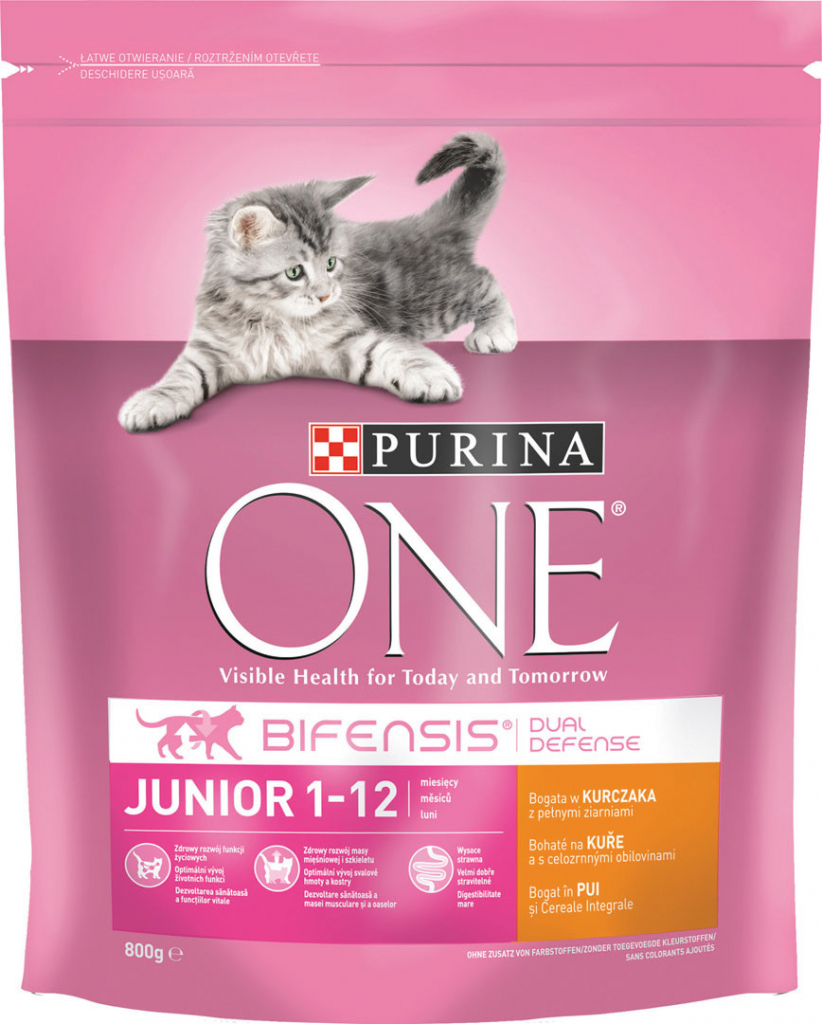 Purina ONE Junior s kuracím a celozrnnými obilninami 800 g