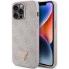 Guess PU 4G Strass Triangle Metal Logo zadný kryt pre iPhone 15 Pro Max Pink