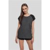 Women's raglan T-shirt with contrasting charcoal/black šedá XXL Urban Classics 4053838260616