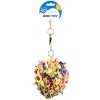 DUVO+ Závesná farebná hračka PINATA z morskej trávy, so skartovaným papierom a s drevom pre exoty M 10x13x27cm