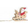 Dekorácia MagicHome Vianoce Woodeco, Santa v saniach, 19x15 cm
