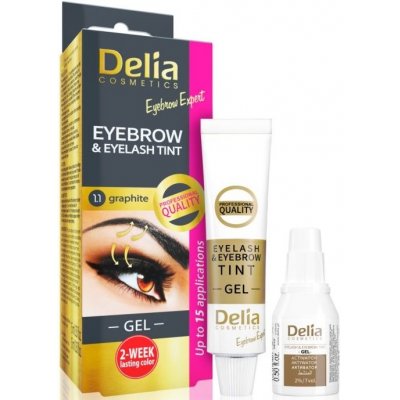 Delia Cosmetics Eyebrow Expert gélová farba na obočie a mihalnice s aktivátorom 1.1. Graphite - šedá 2 x 15 ml