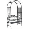 Štýlový záhradný oblúk s lavičkou (114x57x210cm, čierny)
