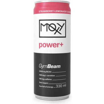 MOXY power+ Energy Drink 330 ml - GymBeam jahodová limonáda 330 ml