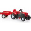 DOLU Šlapací traktor Ranchero s vlečkou červený