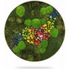 Machový obraz kruh RASTLINY Acebo, priemer 65cm, dubový rám