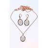 Set náhrdelník a náušnice svetlo hnedý ovál Strieborná retiazka
