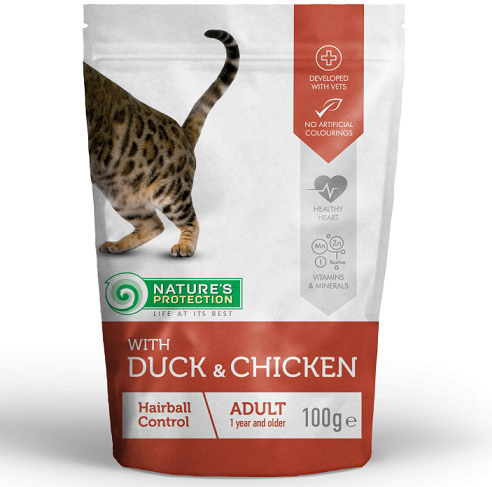 Nature´s Protection cat adult hairball chicken & duck 22 x 100 g