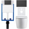 CERANO - Kompletný podomietkový WC set Lite/Felci - biela lesklá - WC tlačidlo Slim, čierne matné - na zamurovanie - 52,5x36 cm