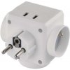 EMOS P0024U Rozbočovací zásuvka 3x kulatá, 2x USB