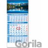 Štandard 3-mesačný modrý nástenný kalendár 2026 - horské jazero s loďkou - Spektrum grafik