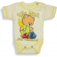 BABY´S WEAR Kojenecké body krátky rukáv ANGEL žlté