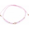 Náramok shamballa srdca a brúsené korálky s AB efektom - ružová sv.