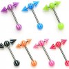 Šperky eshop - Piercing činka - farebná UV šípka I19.20 - Farba piercing: Oranžová