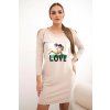 Legínovo Mätové šaty s potlačou Love Farba: Béžová, Veľkosť: UNI