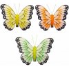 Motýlik žltý, oranžový, zelený so štipcom mix 5 x 5 cm / 3 ks
