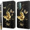 Peňaženkové 3D puzdro PAINTED na Samsung Galaxy A04s - Zlatý motýľ