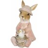 Clayre & Eef Dekorácie králičie slečny v kabátiku s kačičkou - 9 * 6 * 12 cm - Clayre & Eef