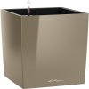 Plastový kvetináč Lechuza Cube 50 x 50 x 50 cm taupe vrátane zavlažovacieho systému, vložky na rastliny, substrátu a ukazovatele hladiny vody