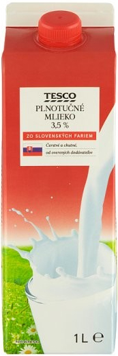 Tesco plnotučné mlieko 3,5 % 1 l od 1,09 € - Heureka.sk