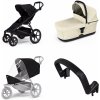 Mestský kočík Thule Urban Glide 4-wheel Black + Korbička Bassinet Soft beige SET 4v1