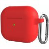 AppleKing silikónový ochranný obal s karabínou pre AirPods 3 - červený - možnosť vrátiť tovar ZADARMO do 30tich dní