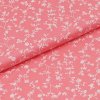 Bavlnené plátno ružové, biele vetvičky, š.140