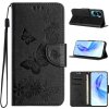 Peňaženkové kožené puzdro Butterfly Embossed na Honor 90 Lite - Čierna