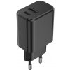 SETTY sieťová nabíjačka 1x USB + USB-C 3A 20W čierna (GSM106082)
