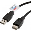 Kábel USB 2.0 A-A M/F 3m, High Speed, predlžovací, čierny
