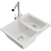 Mexen Carlos, 1,5-komorový granitový drez 582x475x177 mm a drezová batéria Duero, biela, 6518-20-671600-00
