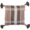 Light & Living Hnedý károvaný vankúš Araz old brown so strapcami - 45 * 45 cm - Light & Living