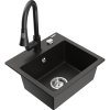 Mexen Milo, 1-komorový granitový drez 435x410x171 mm a drezová batéria Elia, čierna-zlatá metalíza, 6505-75-670101-70