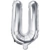 PartyDeco Fóliový balón Mini - Písmeno U 35cm strieborný