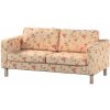 Dekoria Poťah na sedačku Karlstad (nerozkladací, 2-miestny, krátky), jemané ružové kvety na svetlom ľanovom podklade, 165 x 89 x 64 cm, Londres, 143-88