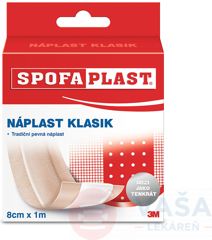 Spofaplast nedělená textilní hypoalergenní náplast, 8 cm x 1 m od 2,34 € -  Heureka.sk