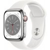 Apple Watch Series 8 GPS + Cellular 41mm Silver Stainless Steel Case with White Sport Band - Regular