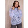 High-neckline sweater with diamond pattern in blue color biela One size Kesi 5907302253163