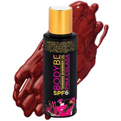 BodyBe opalovací olej SPF6 Piña Colada pro intenzivní opálení s třpytivým efektem 100 ml