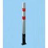 Parkovací stĺpik BASIC – oceľ, bielo-červená, 1050 mm, pevný k zabetónovaniu