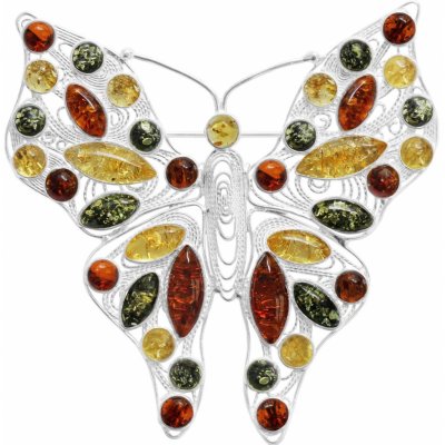 Jantario jantárová brošňa veľkolepý motýľ viacfarebná 880229