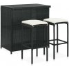 3dílný barový jídelní set polyratan černý Černý 313471