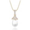 MINET Pozlátený strieborný náhrdelník s prírodnými perlami a zirkónom