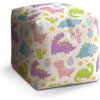 Sablio Taburet Kocka Dinosauři s kaktusy - 50x50x50 cm