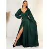 Dámske zelené dlhé spoločenské šaty s rozparkom pre moletky Olia - 48