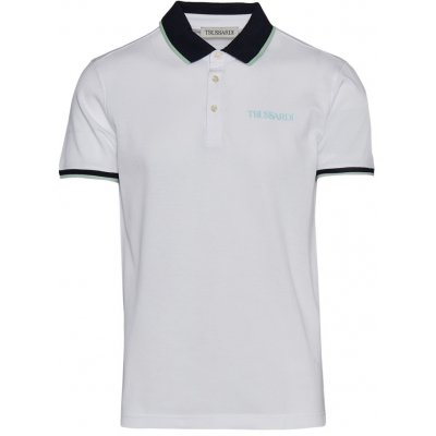 Trussardi polokošel'a Polo Logo Contrast Stripes Cotton Piquet biela