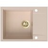 Sink Quality Sink55, kuchynský granitový drez 620x460x215 mm + zlatý sifón, béžová, SKQ-SINK.P.1KKO.XG