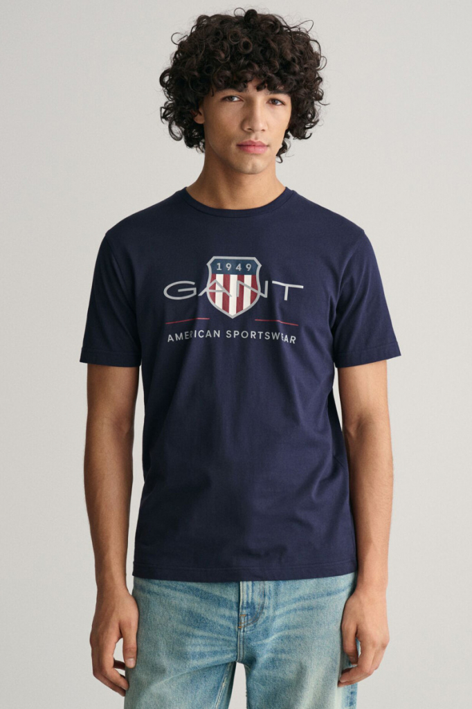 Gant tričko Reg Archive Shield SS modré