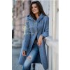 Fashionweek Dámsky exclusive elegantný farebný sveter kabát s kapucňou HONEY S/M/L Farba: Jeans, Veľkosť: Universal
