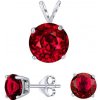 Silvego Súprava strieborných šperkov s červeným krištáľom - náušnice a prívesok JJJS7RR1